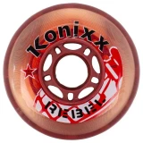 Konixx Rebel 74A Roller Hockey Wheel - Clear/Red-vs-Labeda Gripper Soft 76A Roller Hockey Wheel - White - 4 Pack