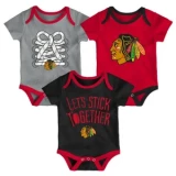 Outerstuff Chicago Blackhawks Five on Three Baby Onesie 3-Pack - Infant