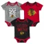 Outerstuff Chicago Blackhawks Five on Three Baby Onesie 3-Pack - Infant